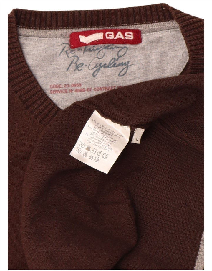 Maglione maglione girocollo da uomo Gas grande in cotone marrone