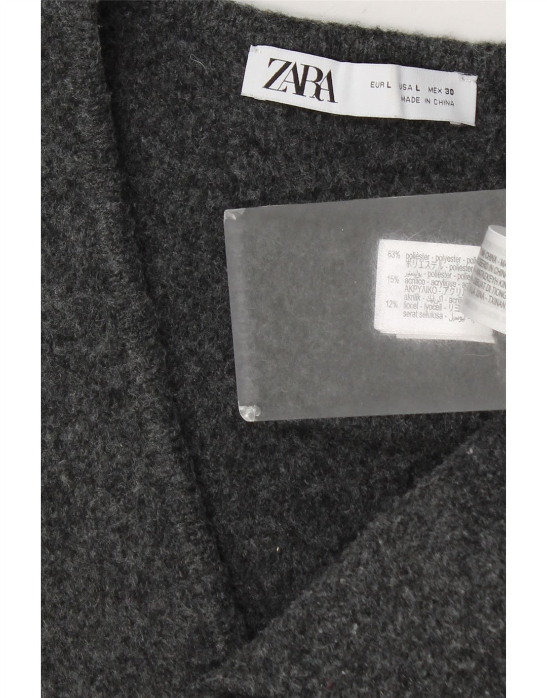 Gilet da donna Zara UK 14 grande poliestere grigio
