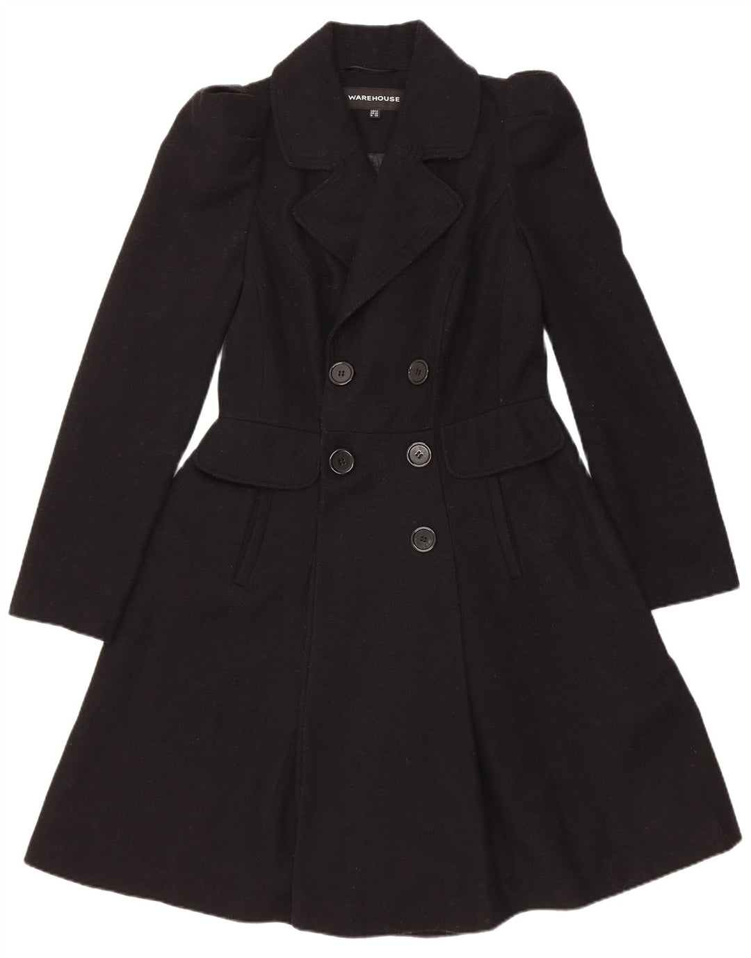 Cappotto da principessa da donna Warehouse UK 12 Lana nera media