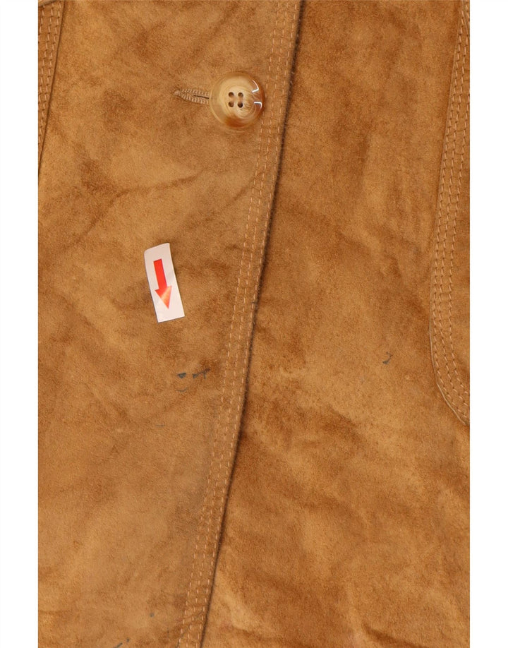 Soprabito in pelle scamosciata da donna Marks & Spencer UK 12 in pelle marrone medio