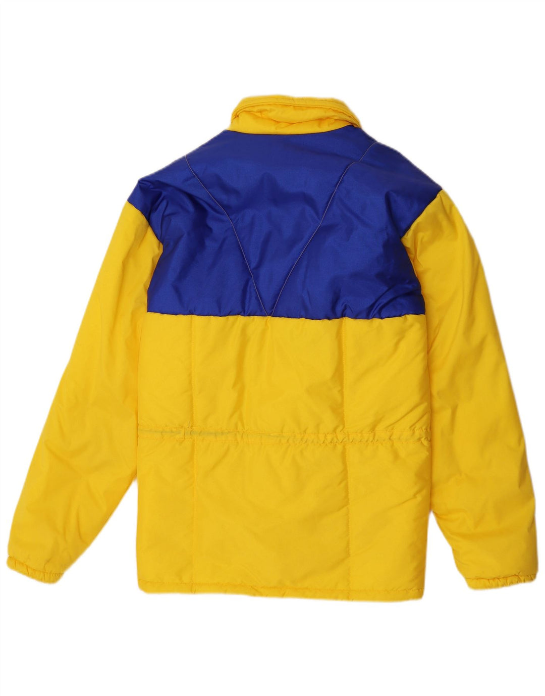 Giacca imbottita con cappuccio vintage da uomo IT 48 Poliammide color block giallo medio