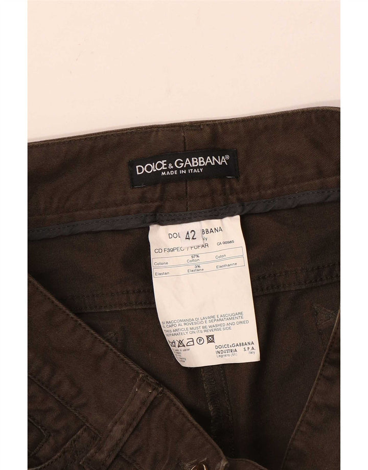 Jeans dritti da donna Dolce & Gabbana IT 42 medio W28 L33 cotone marrone