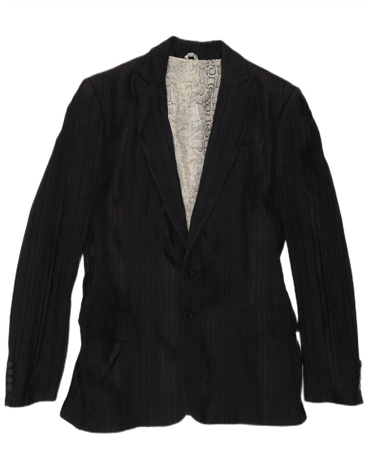 Just Cavalli Giacca Blazer da Uomo a 2 Bottoni IT 50 Grande Cotone a Righe Nere