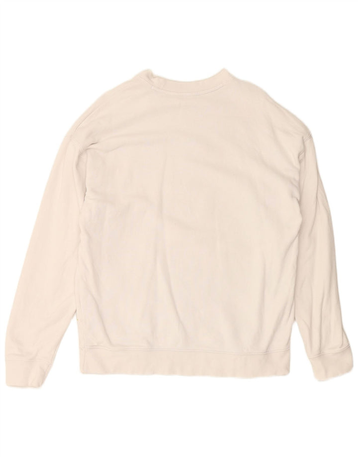 Felpa grafica da donna ADIDAS maglione UK 14 grande cotone bianco