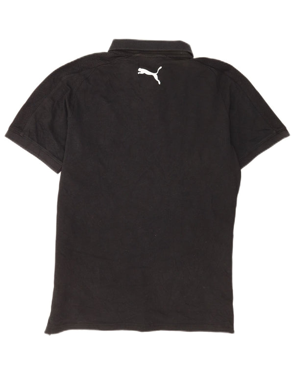 Polo Puma da uomo piccola in cotone nero