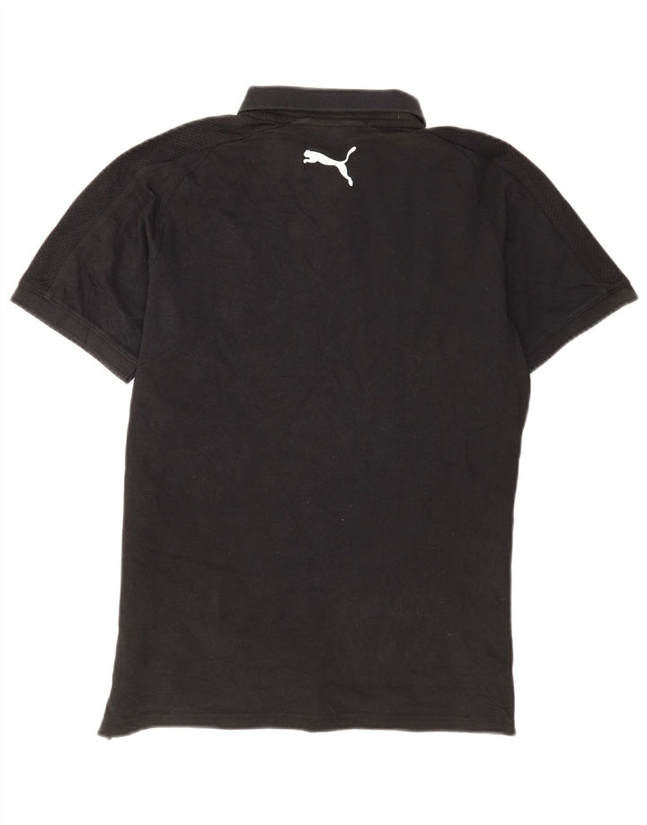 Polo Puma da uomo piccola in cotone nero