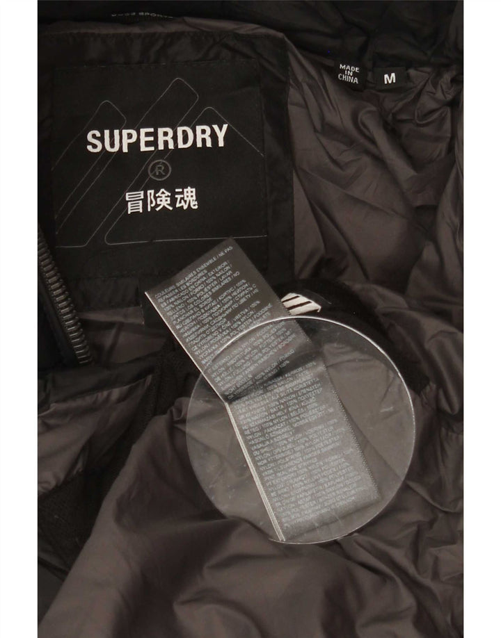 Giacca imbottita con cappuccio da uomo Superdry UK 38 poliestere nero medio
