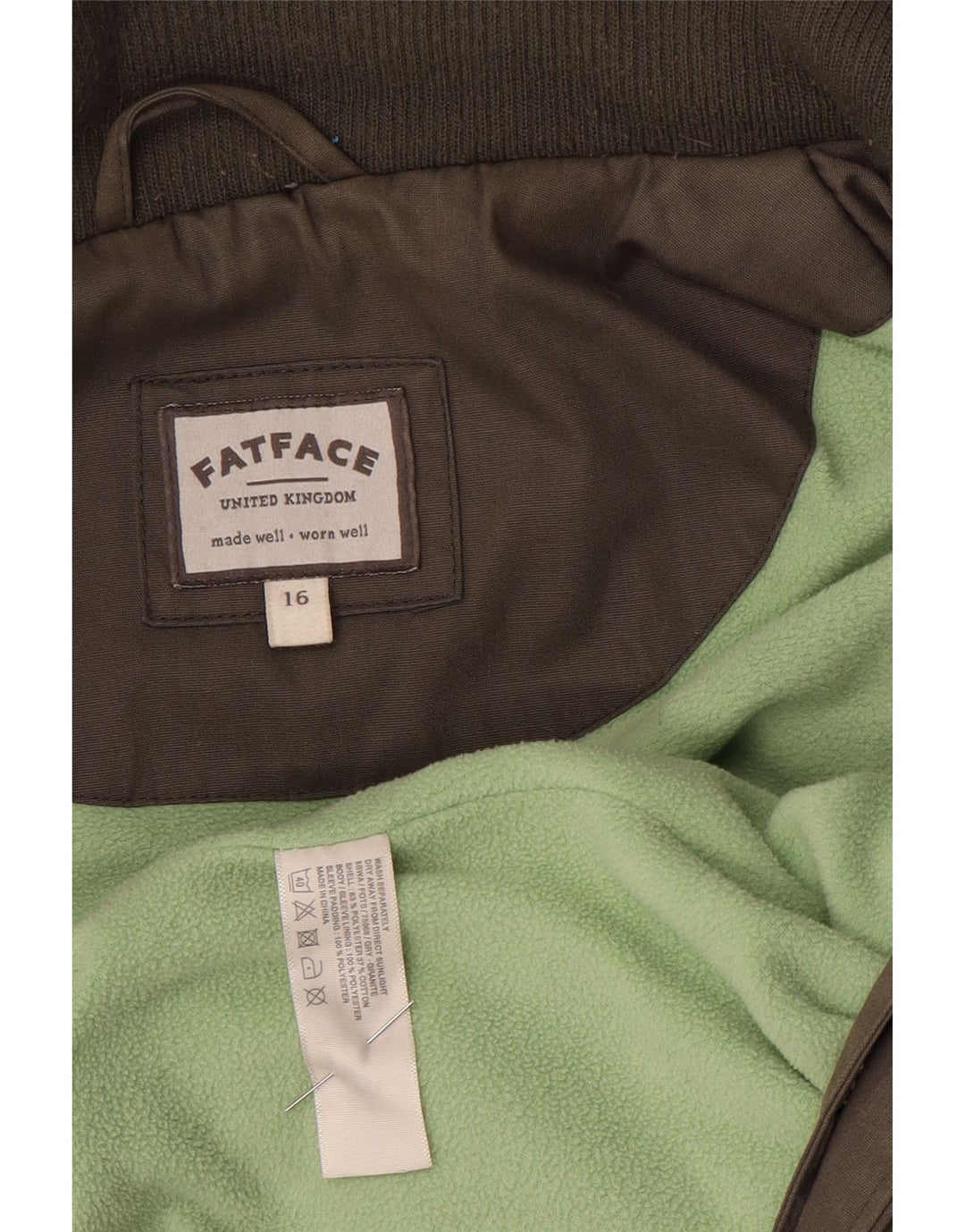 Giacca a vento con cappuccio da donna Fat Face UK 16 grande cotone grigio