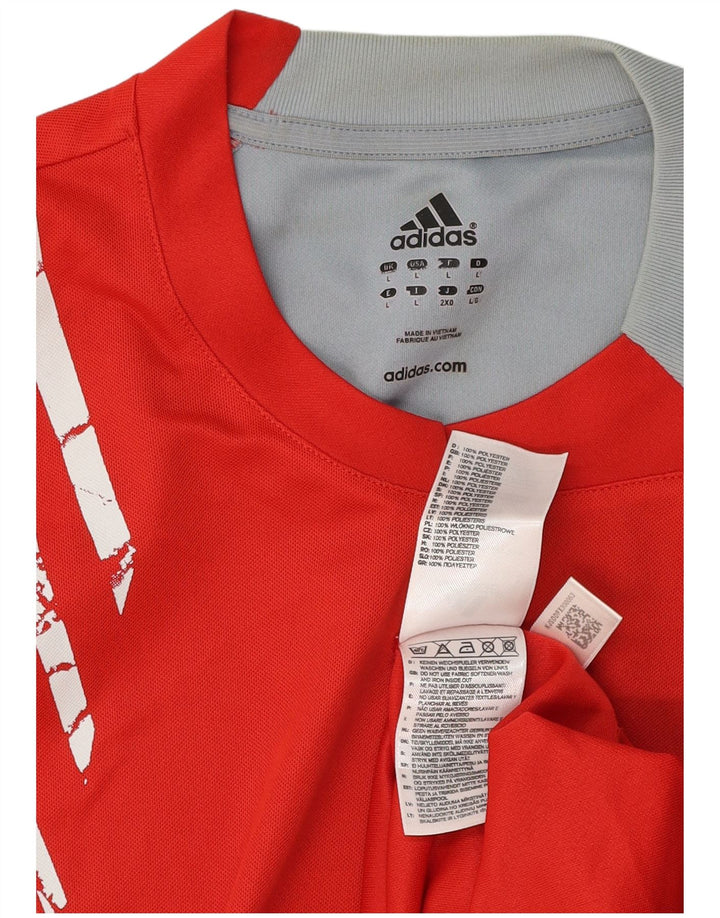 T-shirt grafica Adidas da uomo Climacool Top grande in poliestere color block rosso