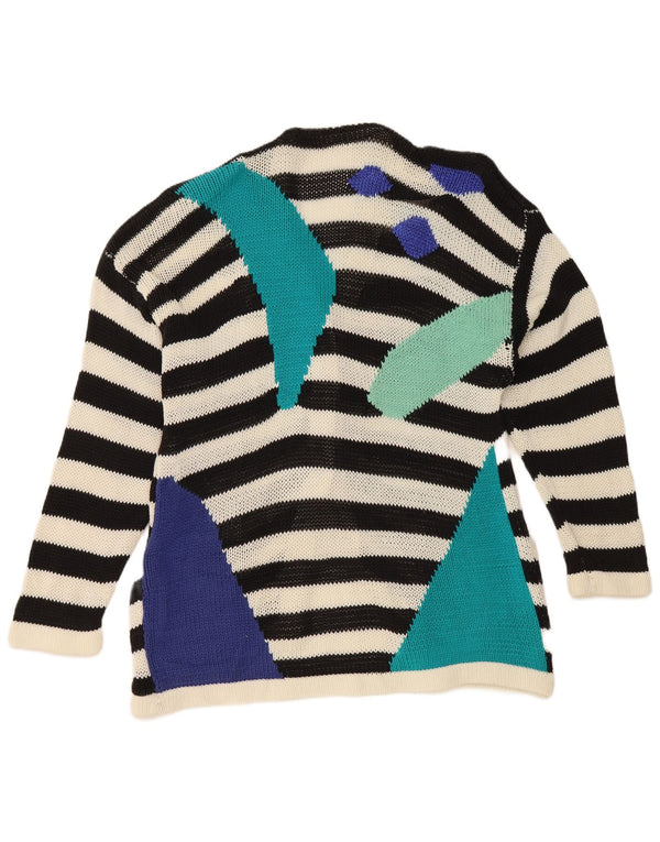 Maglione cardigan da donna vintage UK 16 grandi strisce nere