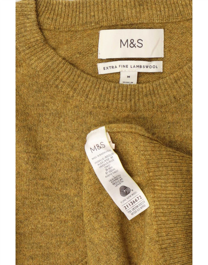 Maglione maglione girocollo da uomo Marks & Spencer in lana screziata gialla media