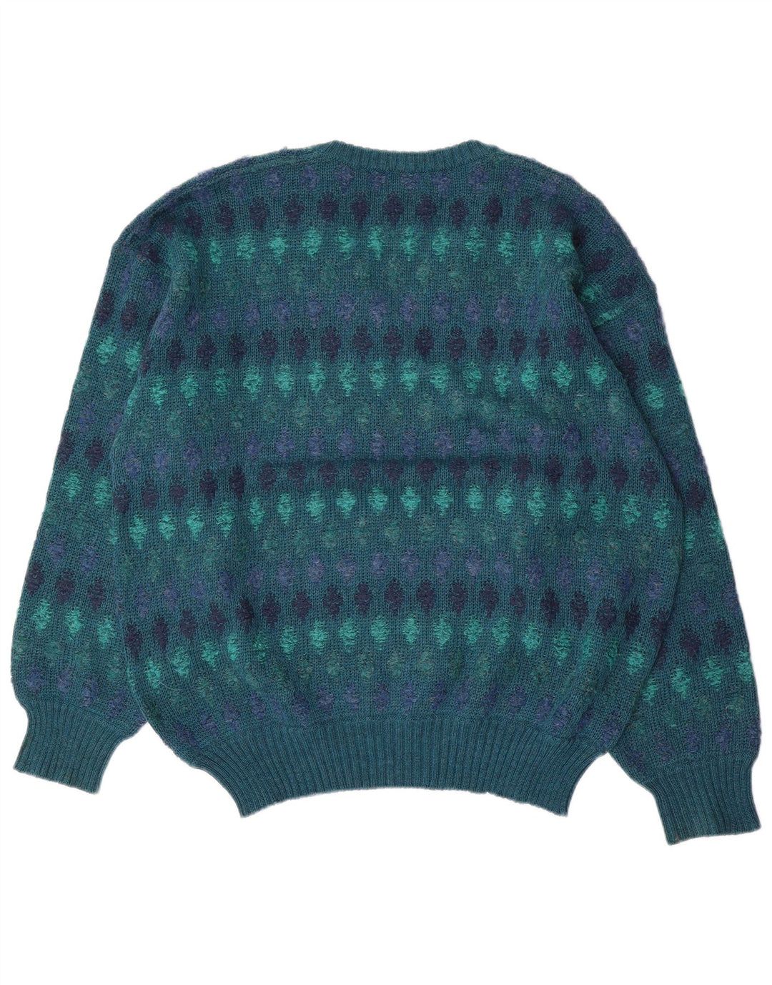 Maglione vintage da uomo con scollo a V IT 54 XL lana Fair Isle blu