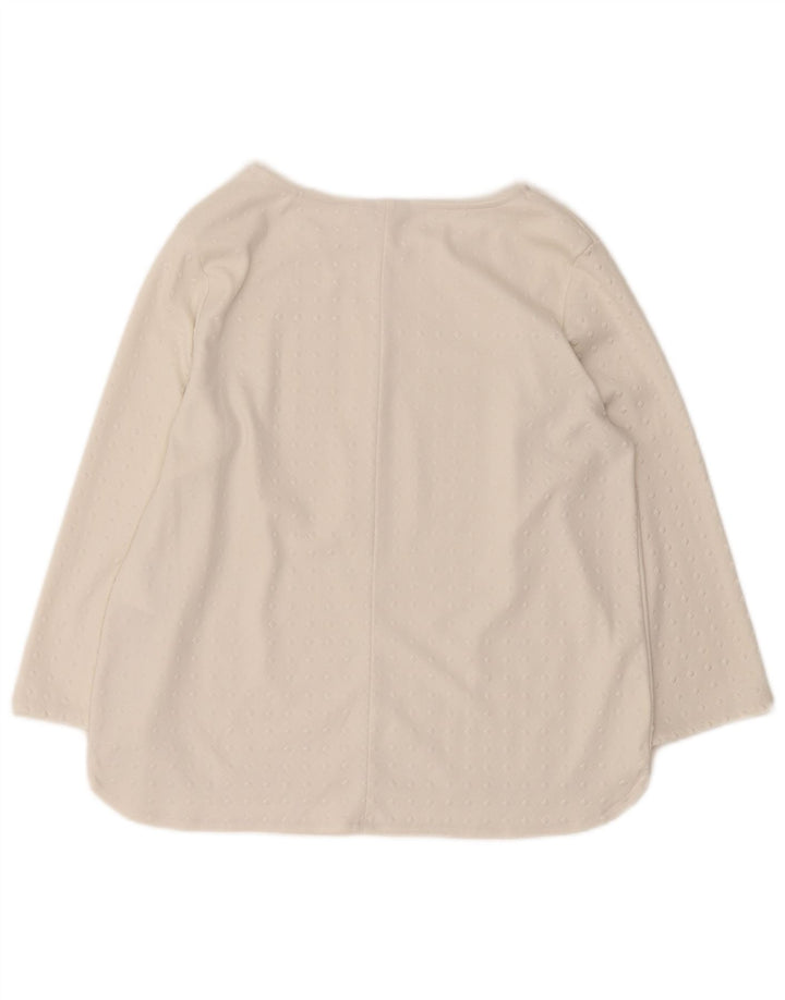 Guess Top oversize da donna con maniche a 3/4 UK 10 Small Poliestere geometrico bianco