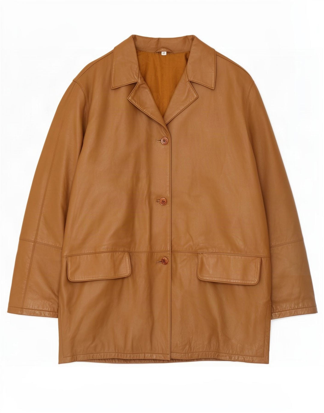 Giacca in pelle vintage da donna IT 48 XL Beige