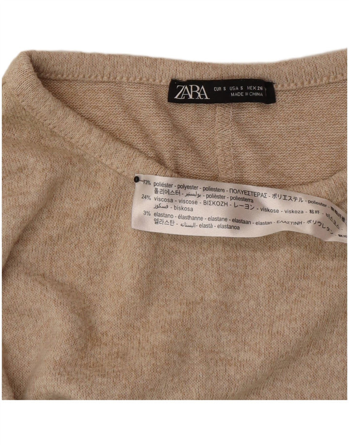 Abito maglione Zara da donna UK 10 piccolo poliestere beige