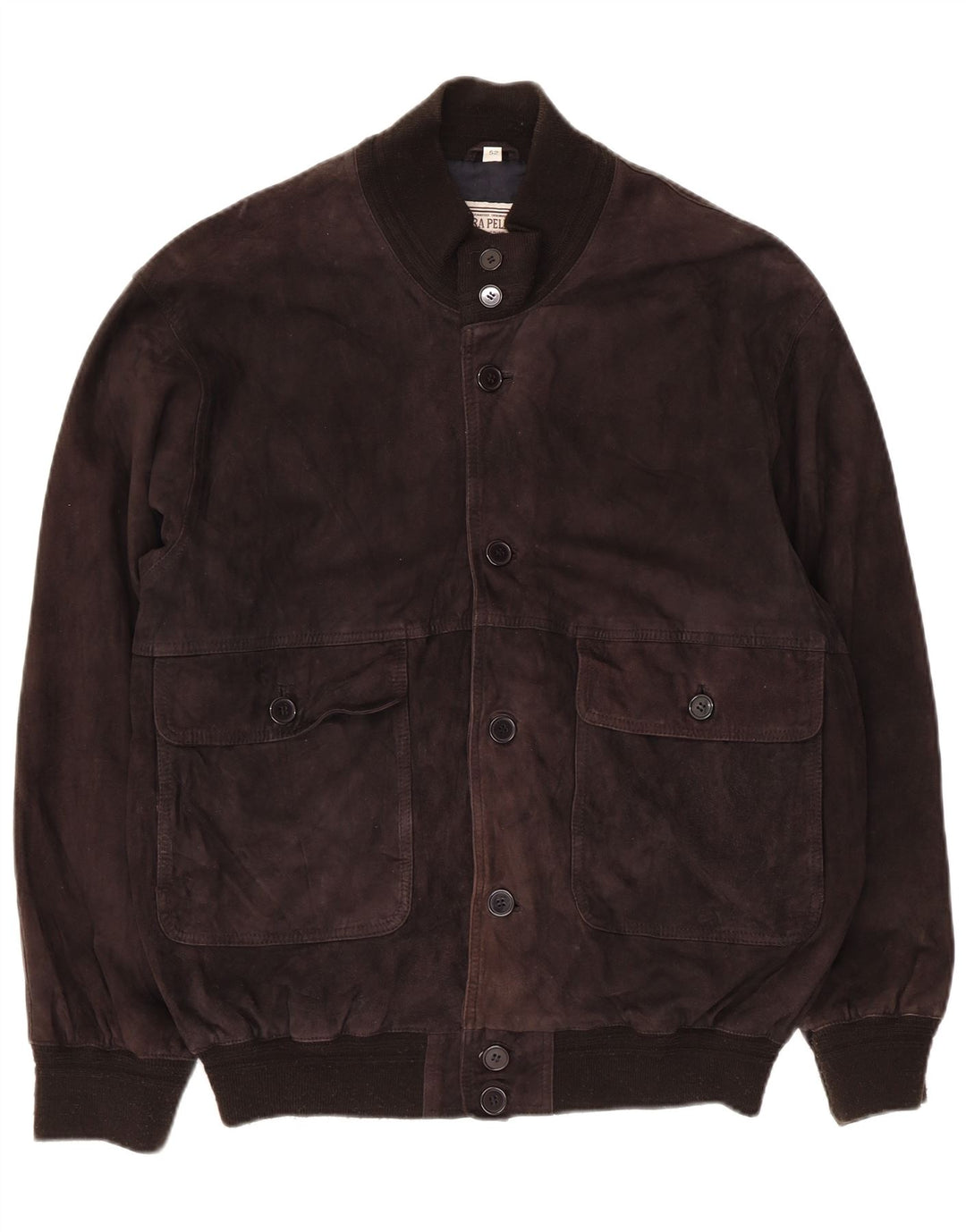 Giubbotto bomber vintage in pelle scamosciata da uomo IT 52 XL in pelle nera