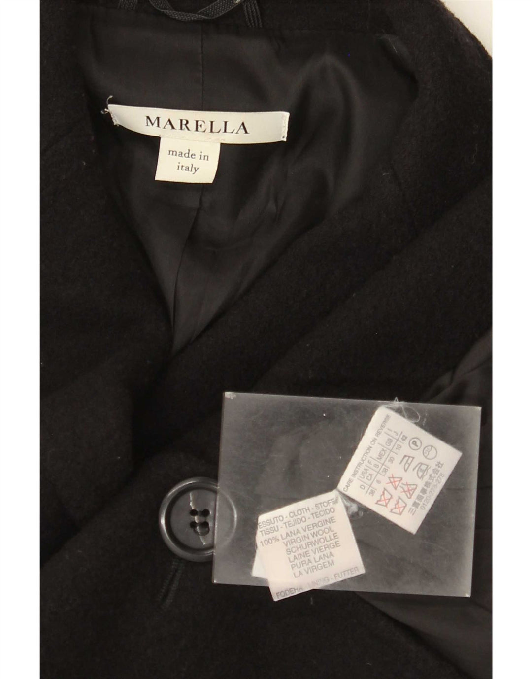 Giacca blazer da donna a 2 bottoni Marella UK 10 piccola in lana nera