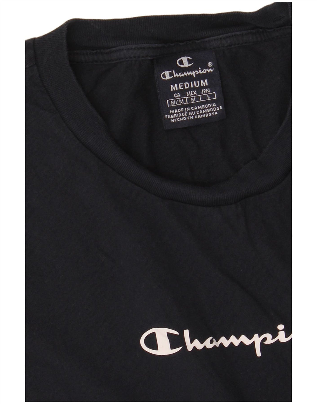 T-shirt grafica da donna CHAMPION Top UK 14 Medium Navy Blue Colourblock
