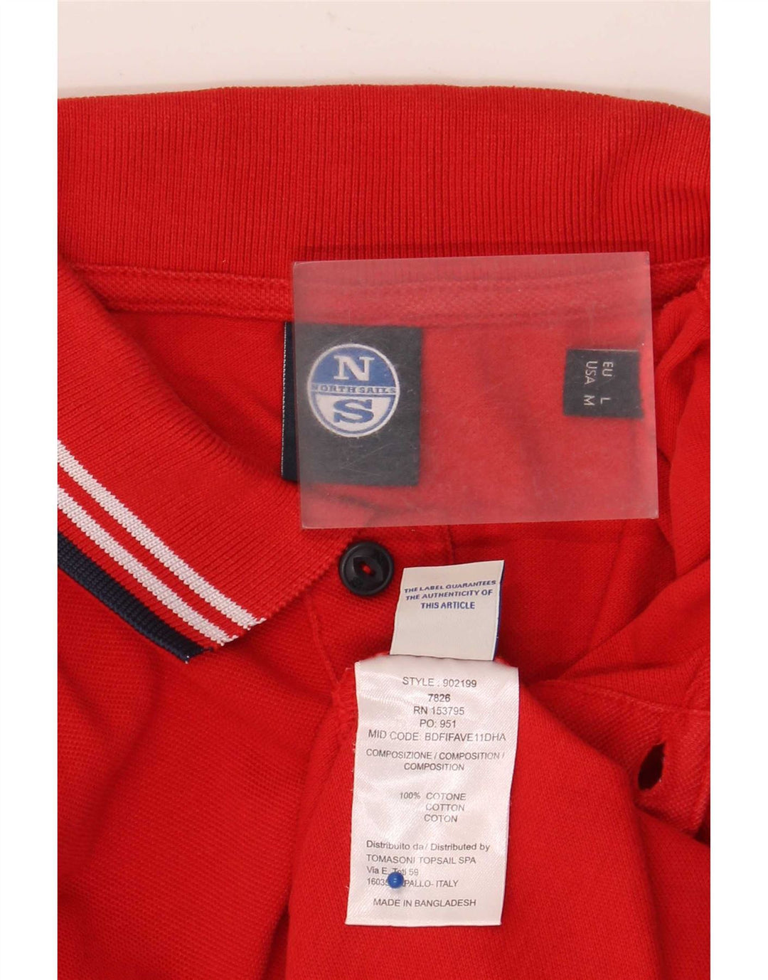 Polo da uomo North Sails in cotone a righe grandi rosse