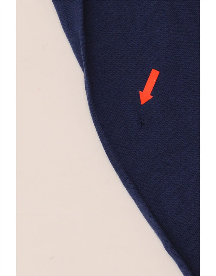 Maglione cardigan con motivo astratto da donna vintage UK 16 grande blu navy