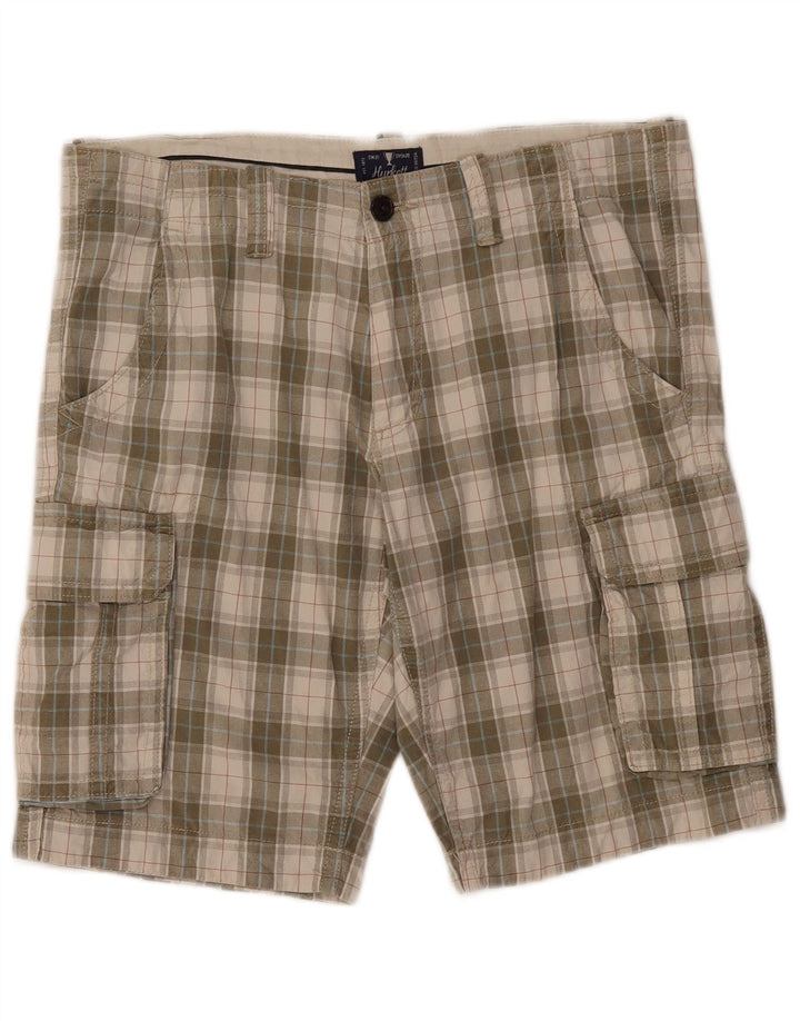 Pantaloncini cargo da uomo VINTAGE IT 50 grandi W38 quadri verdi