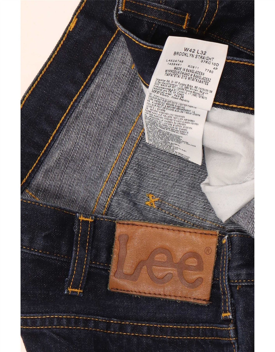 Jeans dritti da uomo Lee Brooklyn W42 L32 cotone blu navy