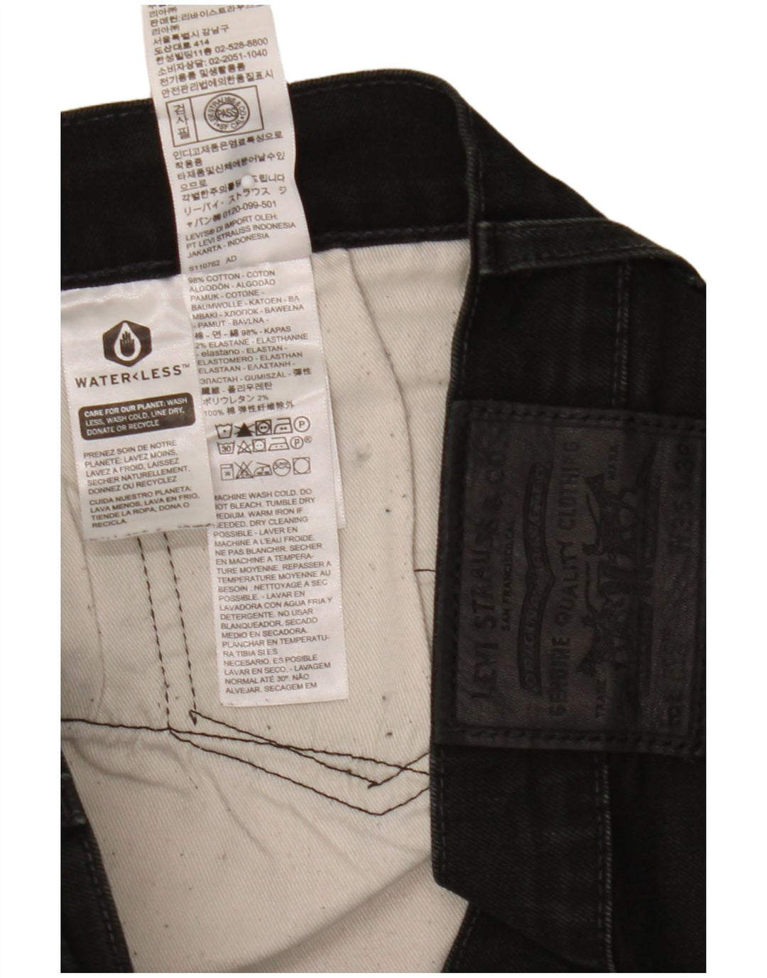 Jeans skinny da uomo Levi's W36 L32 cotone nero
