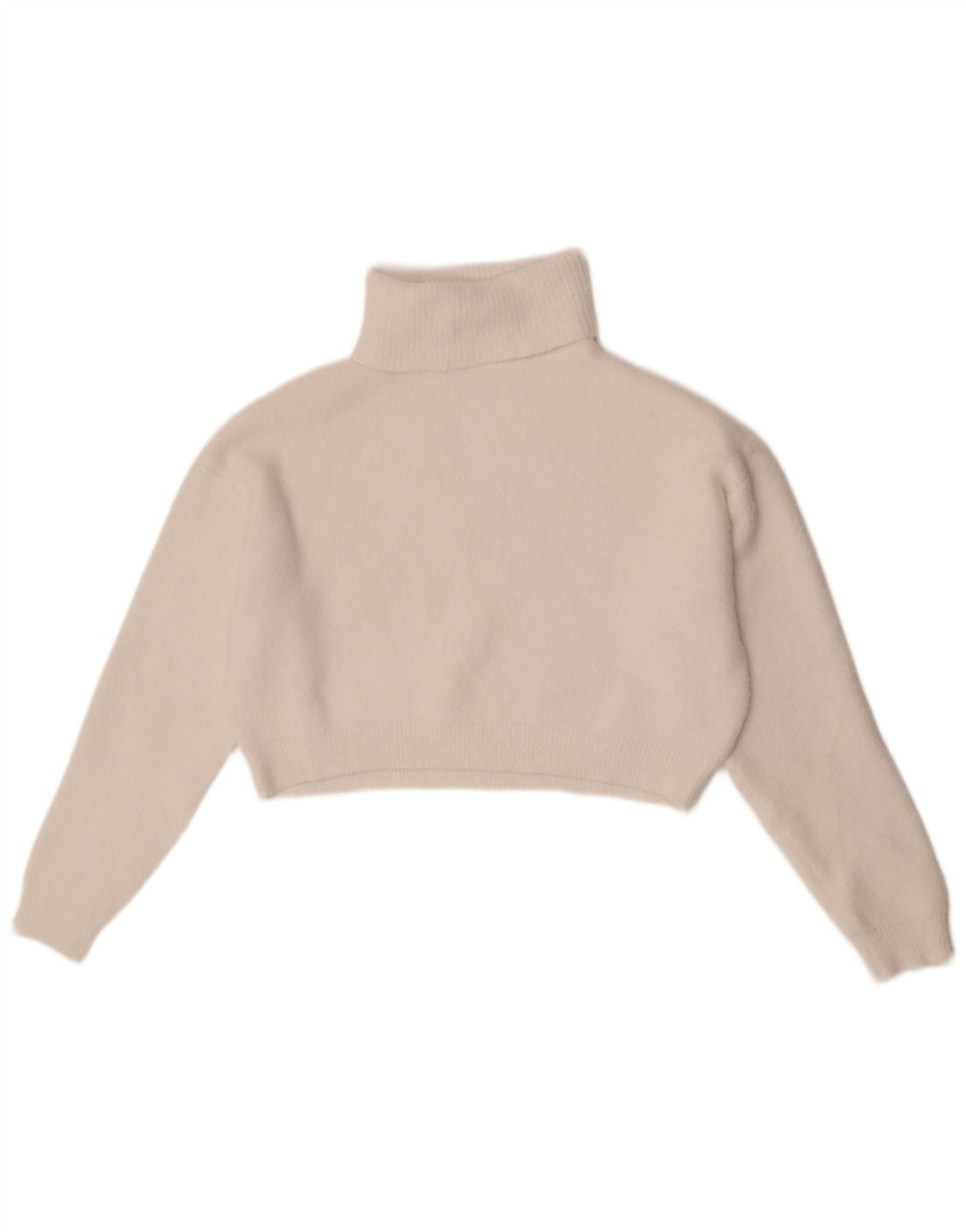 Maglione corto da donna Zara con collo alto UK 10 piccolo nylon bianco