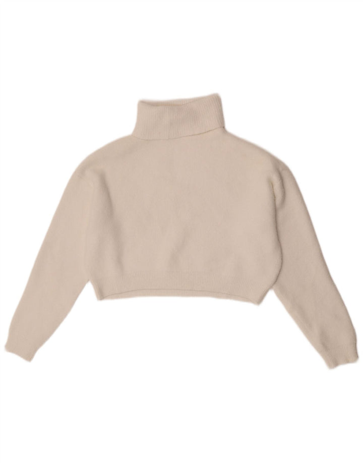 Maglione corto da donna Zara con collo alto UK 10 piccolo nylon bianco