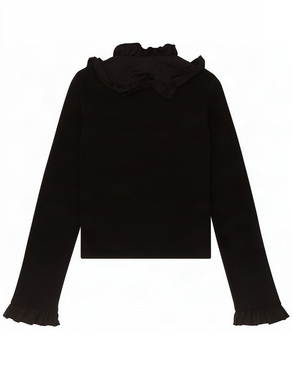 Camicia pullover da donna Zara con volant sul davanti UK 8 piccola in nylon nero