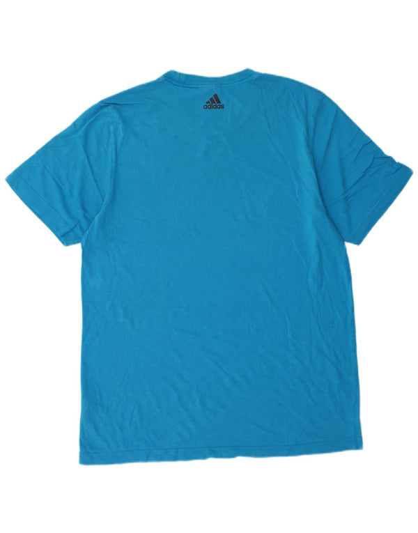 T-shirt grafica da uomo Adidas Top UK 42/44 grande cotone blu