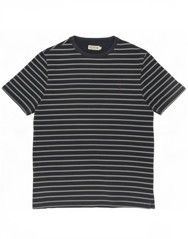 T-shirt da uomo Farah Top piccola in cotone a righe blu navy