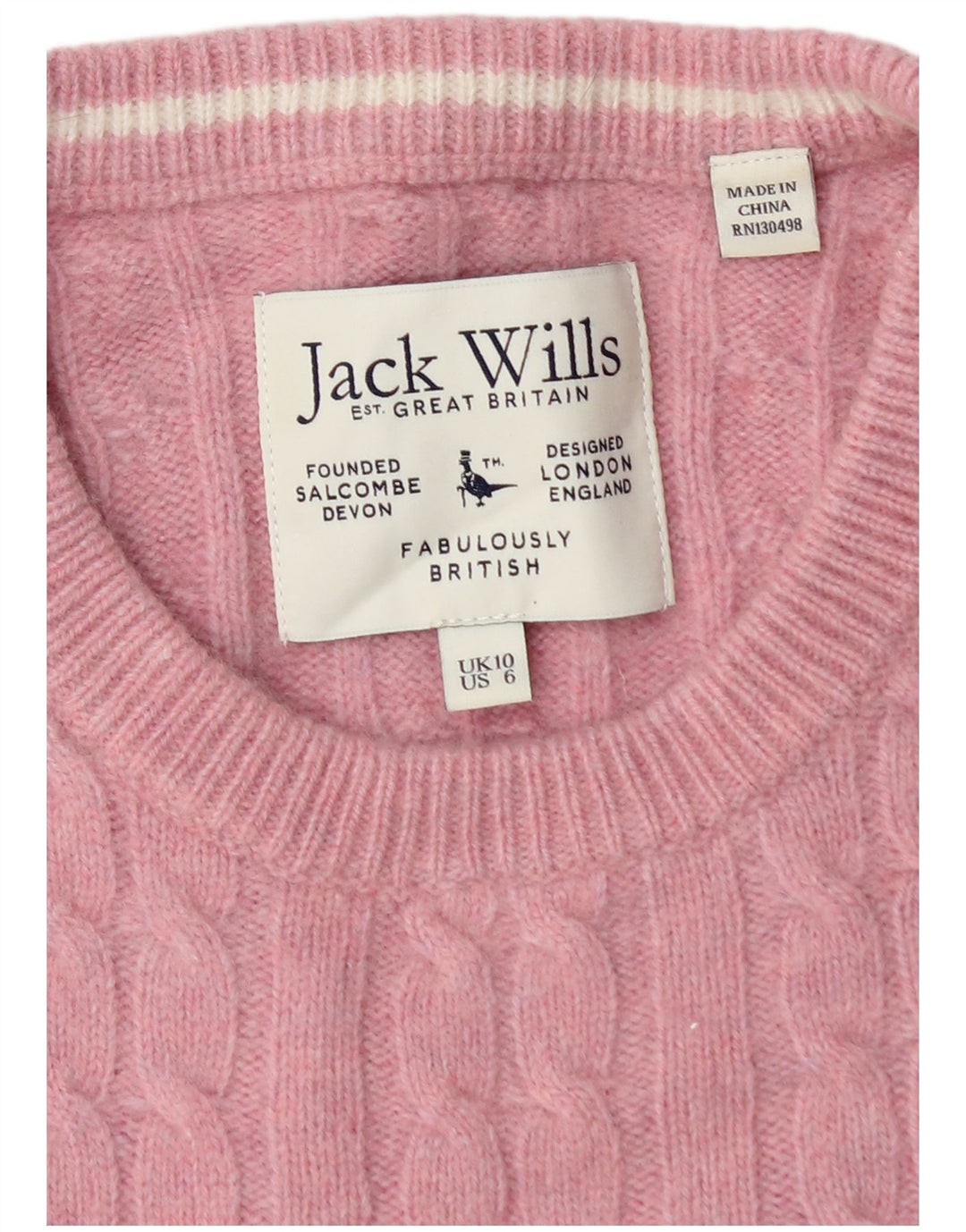Maglione maglione girocollo da donna Jack Wills UK 10 piccolo rosa