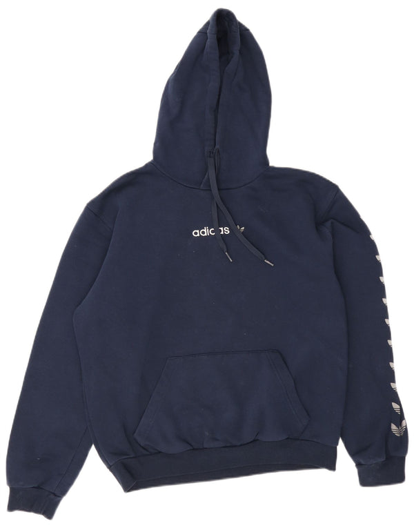 Felpa con cappuccio grafica da uomo Adidas Small in cotone blu navy
