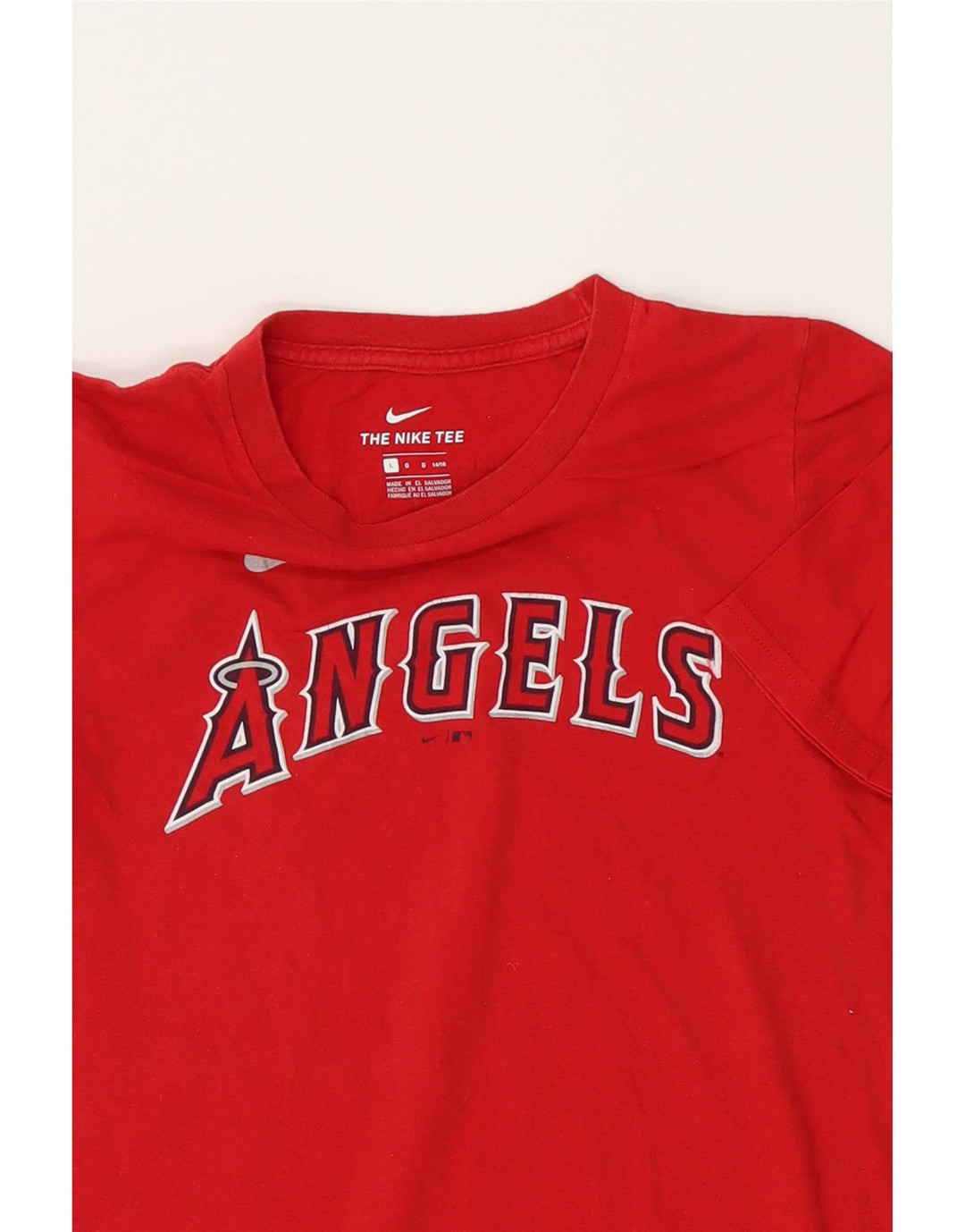 NIKE Womens Angels Graphic T-Shirt Top UK 14 Large Red Vintage Nike and Second-Hand Nike from Messina Hembry 