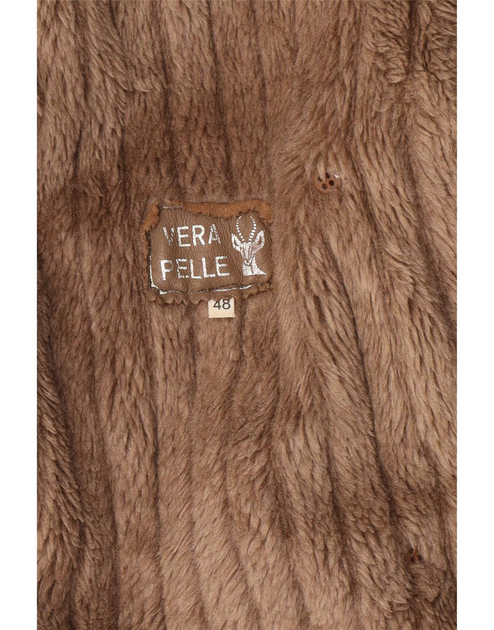 Giacca vintage da donna in pelle scamosciata Sherpa IT 48 XL in pelle marrone