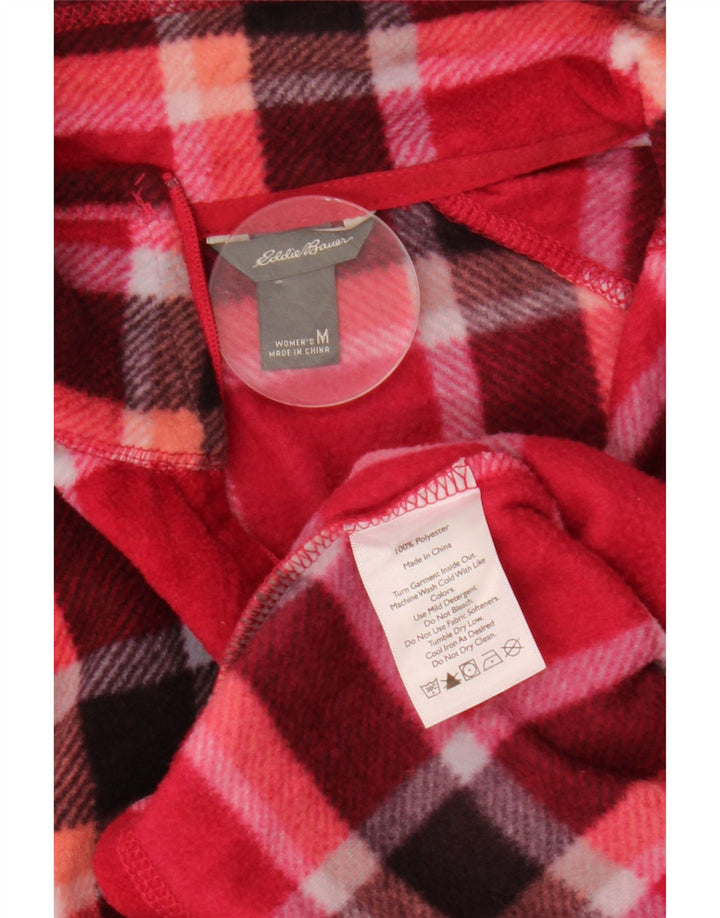 Maglione in pile da donna Eddie Bauer con collo e zip UK 14 Poliestere medio a quadri rossi