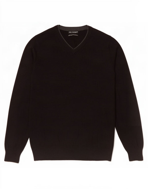 Maglione da uomo con scollo a V autografo Marks & Spencer piccolo in cotone nero