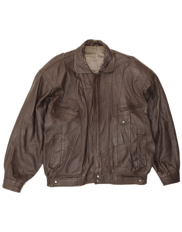 Giacca in pelle bomber da uomo Hohenstein UK 44 2XL Pelle marrone