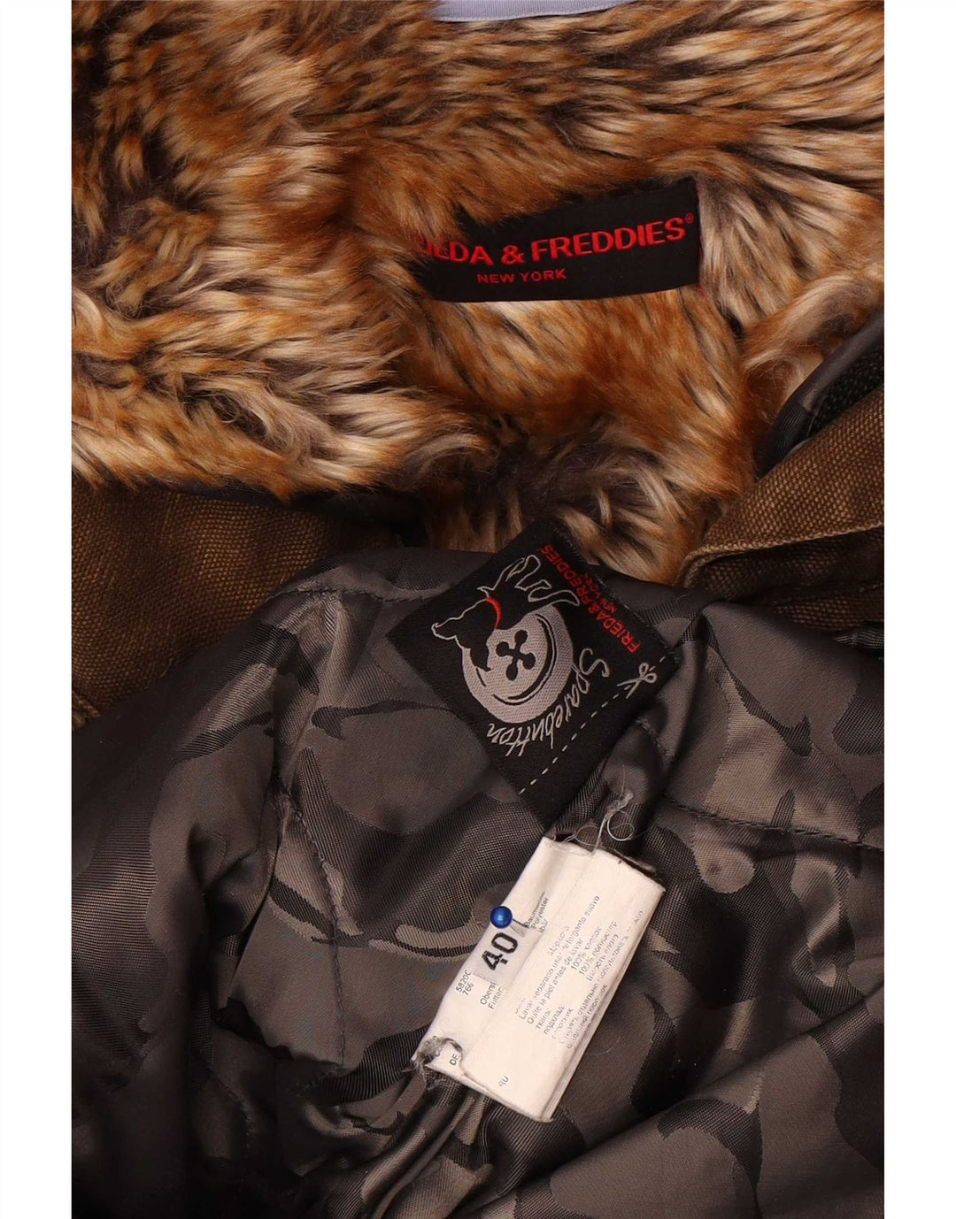 Giacca Parka con cappuccio da donna Frieda & Freddies EU 40 cotone kaki medio