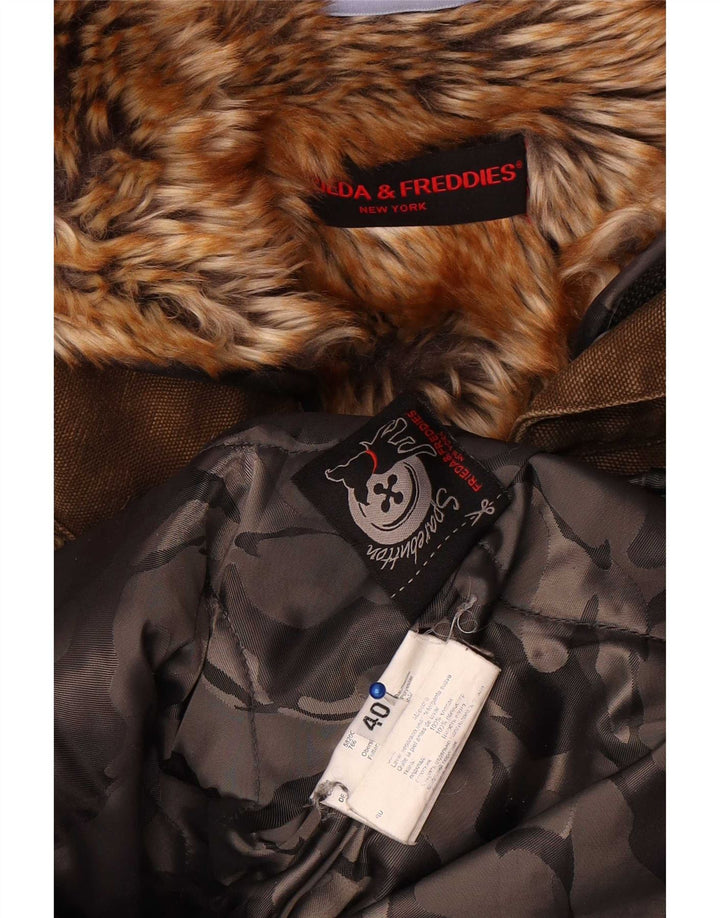Giacca Parka con cappuccio da donna Frieda & Freddies EU 40 cotone kaki medio