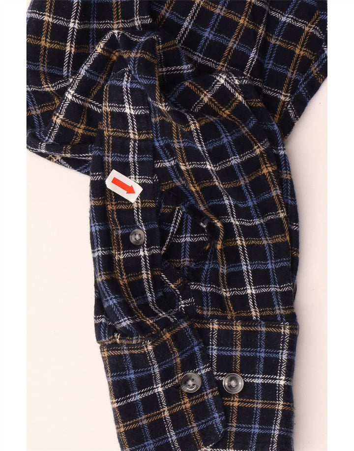 KINGFIELD Camicia da uomo in flanella grande cotone a quadri blu navy