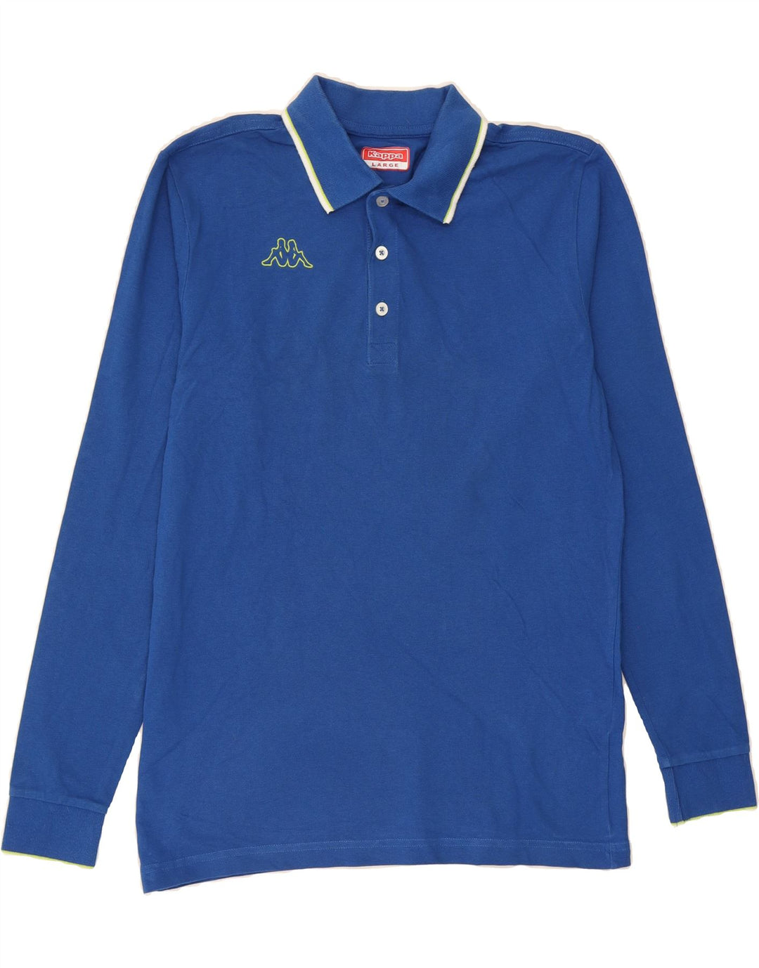 KAPPA Mens Long Sleeve Polo Shirt Large Blue Cotton Vintage Kappa and Second-Hand Kappa from Messina Hembry 