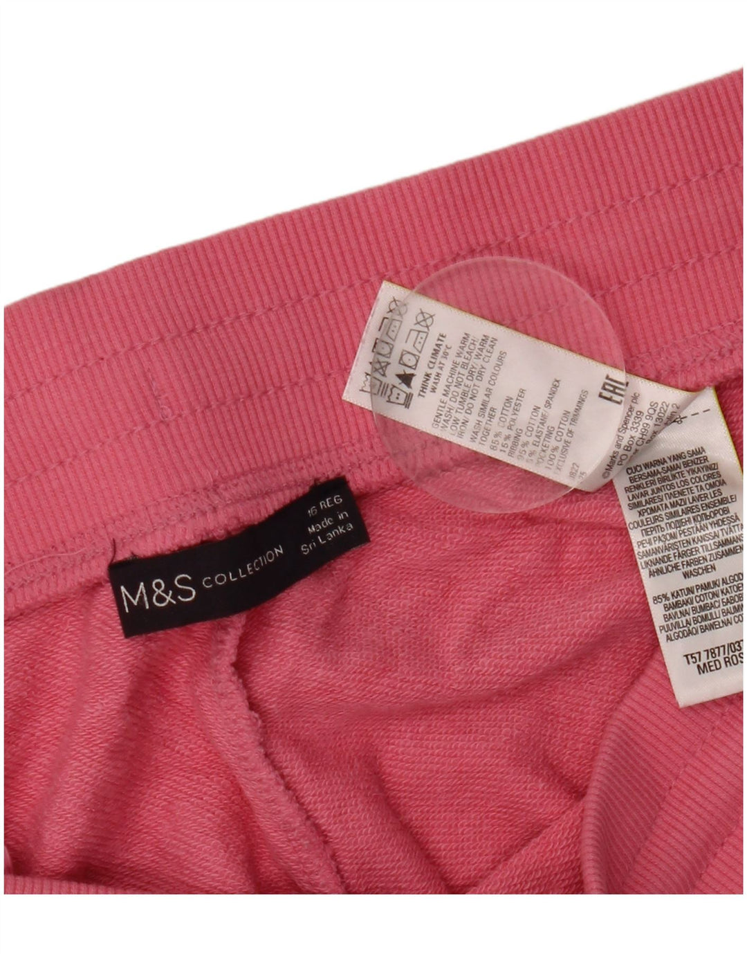 MARKS & SPENCER Pantaloni da tuta da donna Joggers UK 16 Large Rosa Cotone