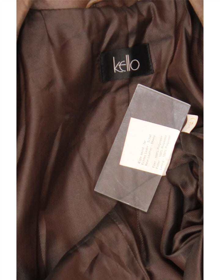 Giacca blazer in pelle da donna a 1 bottone Kello UK 14 Marrone medio