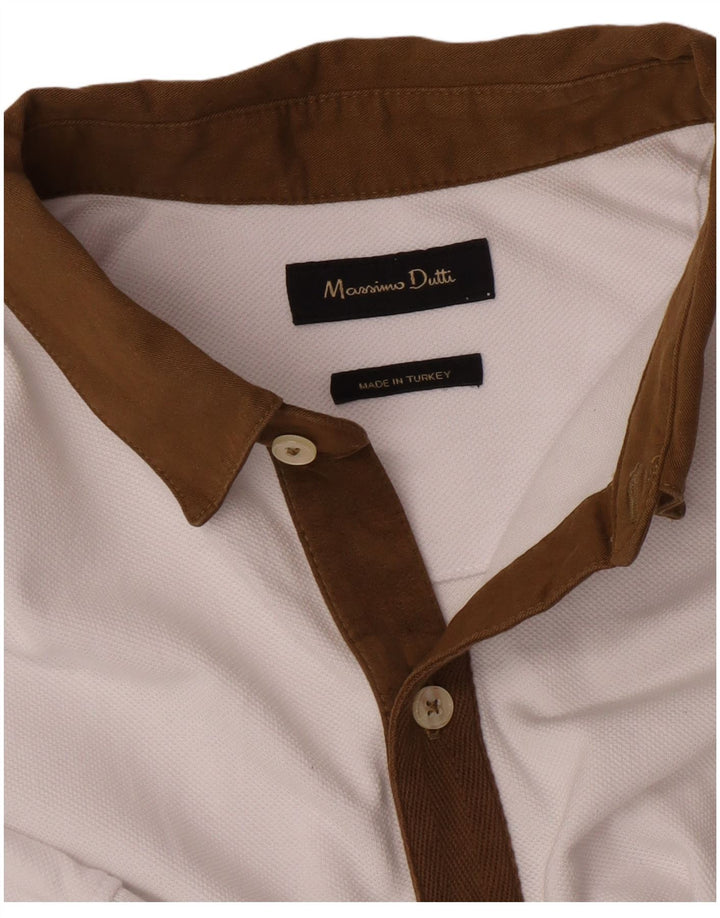 Polo da uomo Massimo Dutti color block bianco medio