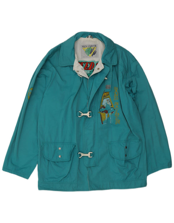 Montgomery vintage da ragazzo con vestibilità ampia e grafica 13-14 anni in cotone blu retrò