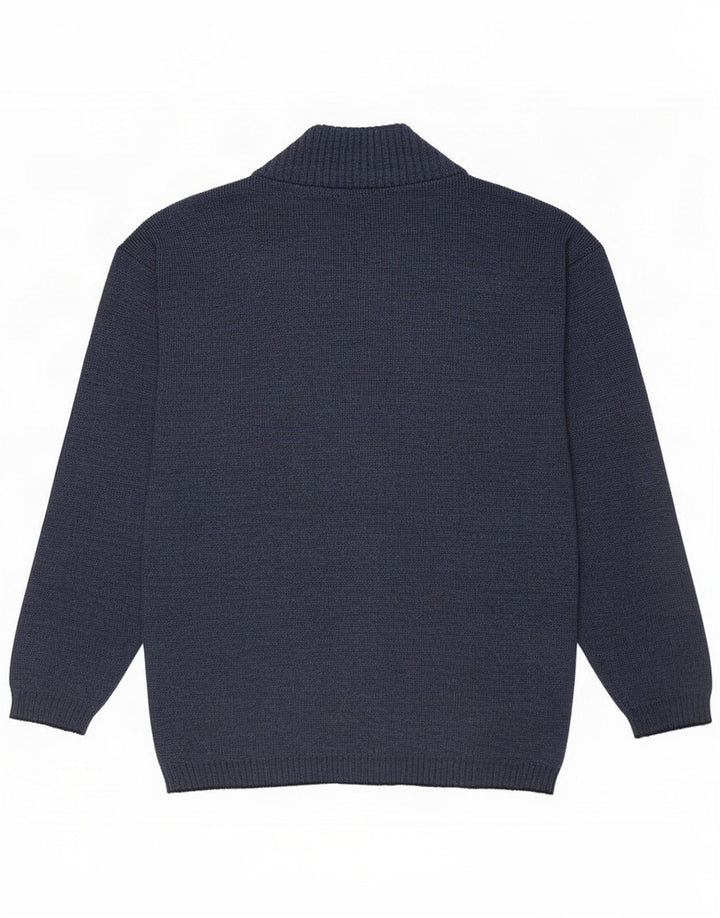 Maglione cardigan da uomo vintage medio blu navy screziato