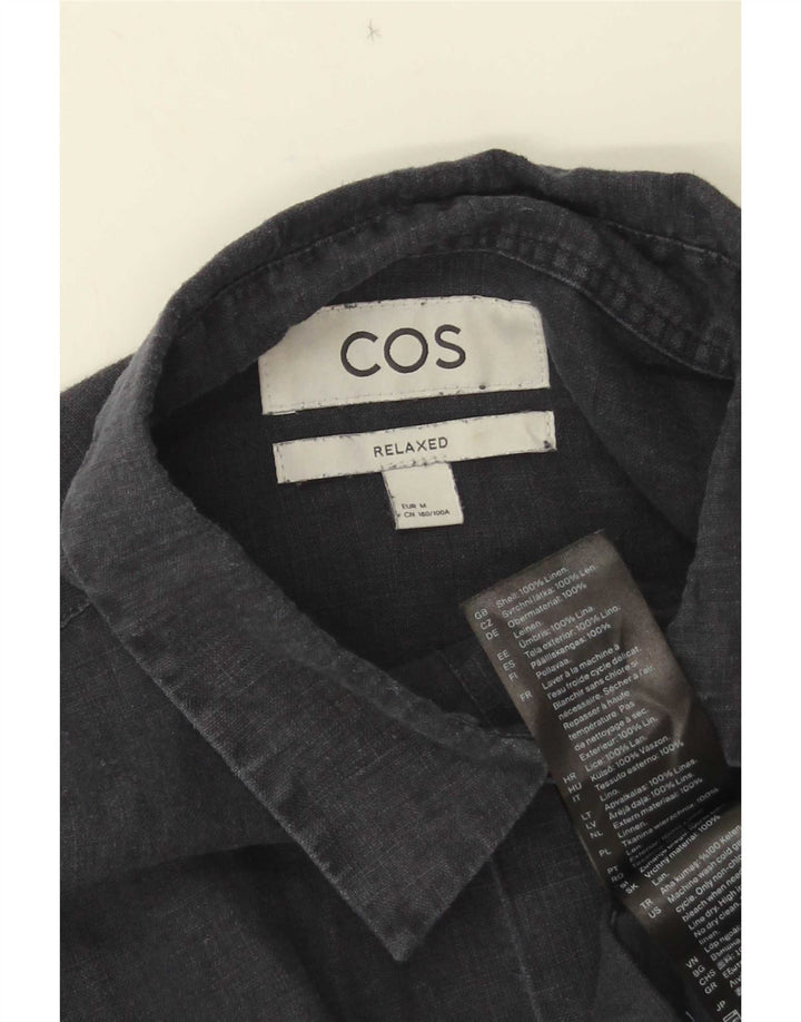 Camicia Cos da uomo dalla vestibilità rilassata, lino medio blu navy