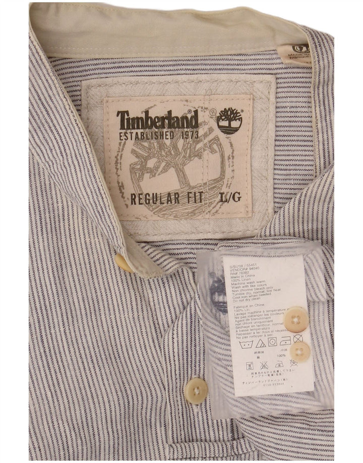 TIMBERLAND Camicia da uomo vestibilità regolare grande lino gessato blu